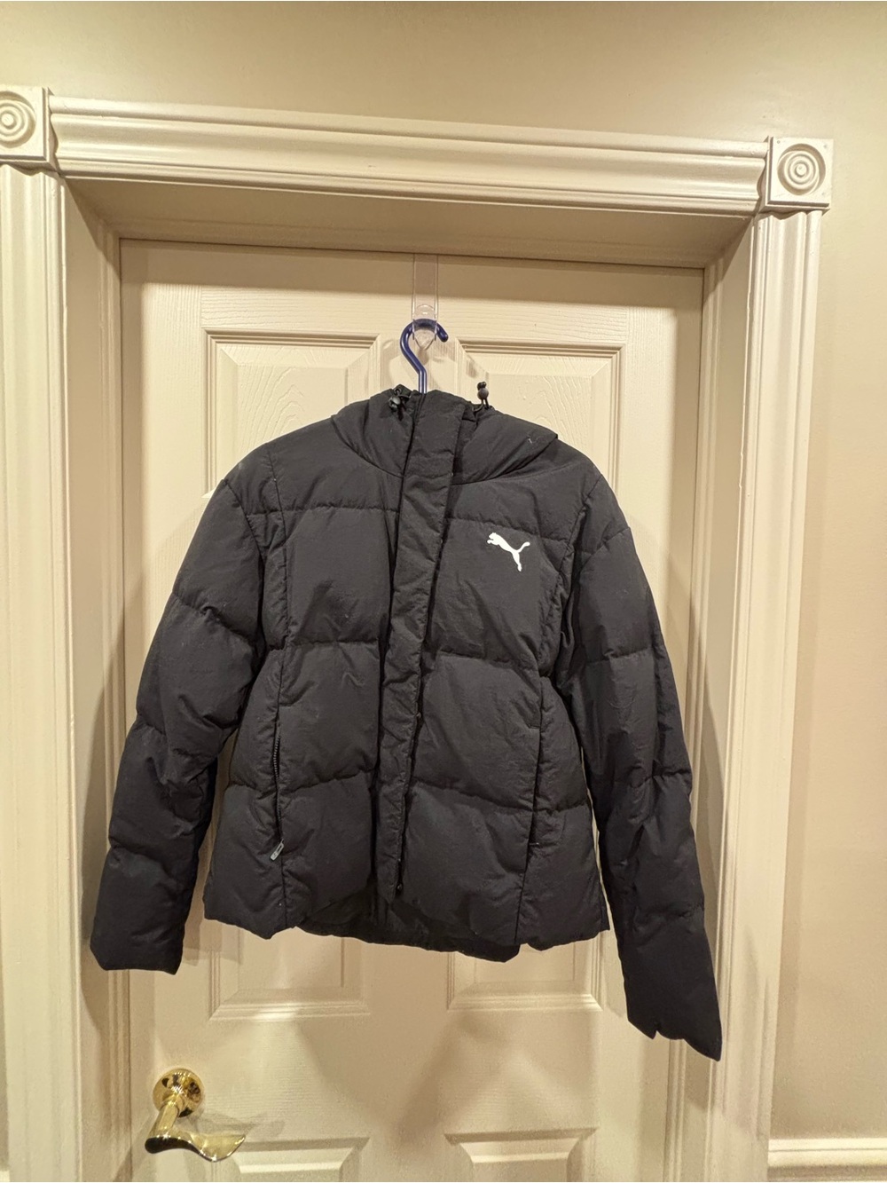 Puma Women Black Puffer Jacket with Hood